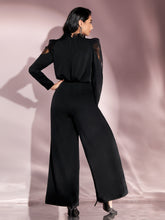 Load image into Gallery viewer, SHEIN Modely Contrast Lace Ruffle Trim Wide Leg Jumpsuit Without Belt