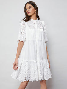 Puff Sleeve Schiffy Smock Dress Without Belt