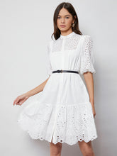 Load image into Gallery viewer, Puff Sleeve Schiffy Smock Dress Without Belt
