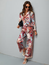 Load image into Gallery viewer, Graphic Print Blouse With Wide Leg Pants
