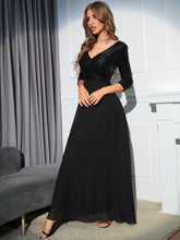 Load image into Gallery viewer, Contrast Sequin Deep V-neck Prom Dress
