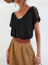 Load image into Gallery viewer, Frenchy Guipure Lace Scallop Trim Batwing Sleeve Tee
