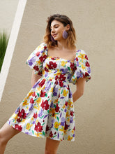 Load image into Gallery viewer, Floral Print Puff Sleeve A-line Dress
