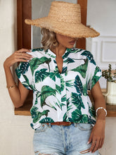 Load image into Gallery viewer, Tropical Print Dolman Sleeve Press Crease Detail Blouse
