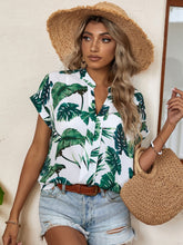 Load image into Gallery viewer, Tropical Print Dolman Sleeve Press Crease Detail Blouse
