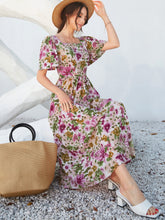 Load image into Gallery viewer, Allover Floral Print Square Neck Butterfly Sleeve Dress
