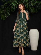 Load image into Gallery viewer, Leaf Embroidery Flounce Sleeve Belted Mesh Dress
