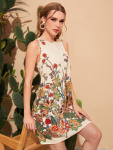 Load image into Gallery viewer, Keyhole Back Floral Print Tunic Dress
