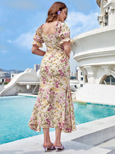 Load image into Gallery viewer, Allover Floral Print Sweetheart Neck High Low Hem Dress
