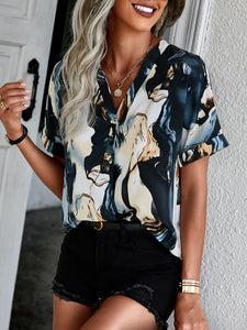 Marble Print Batwing Sleeve Blouse