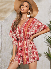 Load image into Gallery viewer, Geo Print Button Front Belted Romper
