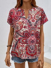 Load image into Gallery viewer, Paisley &amp; Floral Print Dolman Sleeve Notched Neck Blouse
