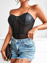 Load image into Gallery viewer, Chain Strap Bustier Mesh Cami Bodysuit
