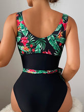 Load image into Gallery viewer, Random Tropical Print Knot Side One Piece Swimsuit
