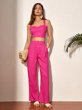 Load image into Gallery viewer, Crisscross Back Crop Cami Top &amp; Plicated Detail Pants
