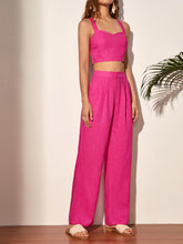 Load image into Gallery viewer, Crisscross Back Crop Cami Top &amp; Plicated Detail Pants
