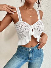 Load image into Gallery viewer, Knot Front Ruffle Trim Cami Knit Top

