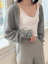 Load image into Gallery viewer, Pointelle Knit Open Front Crop Cardigan Without Cami Top
