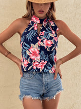 Load image into Gallery viewer, Floral Print Keyhole Neck Halter Blouse
