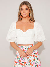 Load image into Gallery viewer, Sweetheart Neck Puff Sleeve Crop Blouse
