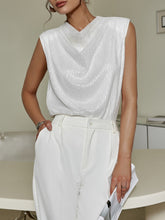 Load image into Gallery viewer, Contrast Sequin Cowl Neck Sleeveless Blouse
