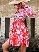 Load image into Gallery viewer, Floral Print Bishop Sleeve Belted Shirt Dress
