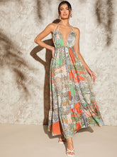Load image into Gallery viewer, Paisley &amp; Baroque Print Backless Halter Dress
