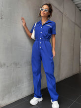 Load image into Gallery viewer, Letter Graphic Flap Pocket Shirt Jumpsuit

