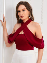 Load image into Gallery viewer, Cross Wrap Cold Shoulder Top
