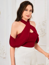 Load image into Gallery viewer, Cross Wrap Cold Shoulder Top
