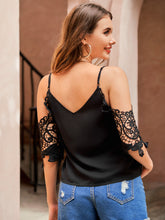 Load image into Gallery viewer, Cold Shoulder Guipure Lace Sleeve Blouse
