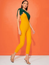 Load image into Gallery viewer, Two Tone Tie One Shoulder Jumpsuit
