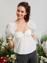 Load image into Gallery viewer, Puff Sleeve Sweetheart Blouse
