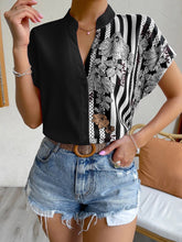 Load image into Gallery viewer, Floral And Striped Print Button Up Shirt
