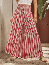 Load image into Gallery viewer, Striped Shirred Waist Wide-leg Pants
