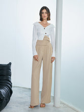 Load image into Gallery viewer, High Waist Plicated Detail Straight Leg Pants
