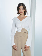Load image into Gallery viewer, High Waist Plicated Detail Straight Leg Pants
