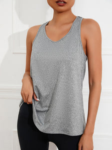 Solid Contrast Mesh Racer Back Sports Tank Top
