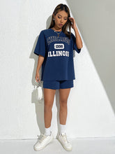 Load image into Gallery viewer, Letter Graphic Drop Shoulder Tee &amp; Track Shorts

