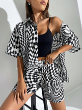 Load image into Gallery viewer, Checker Print Patch Pocket Shirt &amp; Shorts

