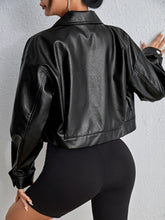 Load image into Gallery viewer, Drop Shoulder Flap Pocket PU Leather Jacket
