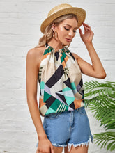 Load image into Gallery viewer, Geo Print Knot Detail Blouse
