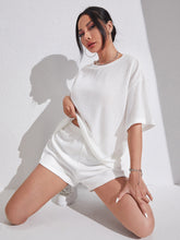 Load image into Gallery viewer, Drop Shoulder Waffle Knit Tee &amp; Shorts

