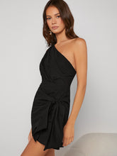 Load image into Gallery viewer, One Shoulder Knot Solid Wrap Dress
