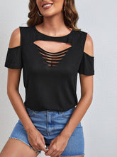 Load image into Gallery viewer, Solid Cut Out Cold Shoulder Tee
