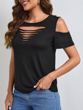 Load image into Gallery viewer, Solid Cut Out Cold Shoulder Tee
