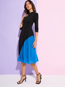 Two Tone Mock Neck Dress