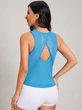 Load image into Gallery viewer, Contrast Mesh Cut Out Wrap Back Sports Tank Top
