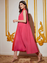 Load image into Gallery viewer, Two Tone Frill Trim Pleated Dress
