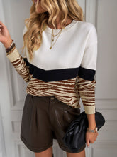 Load image into Gallery viewer, Zebra Striped Pattern Colorblock Drop Shoulder Sweater
